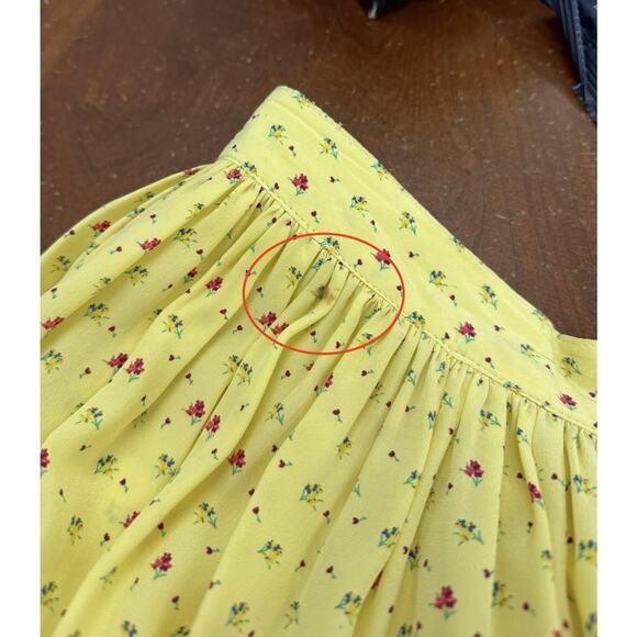 Vtg Escada Yellow Ditsy Floral Pleated Ruffle Hem Peasant Skirt Size 42 / S ? - Picture 9 of 9